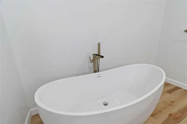 a bathroom with a bathtub