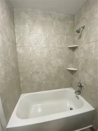 a bathroom with a bathtub
