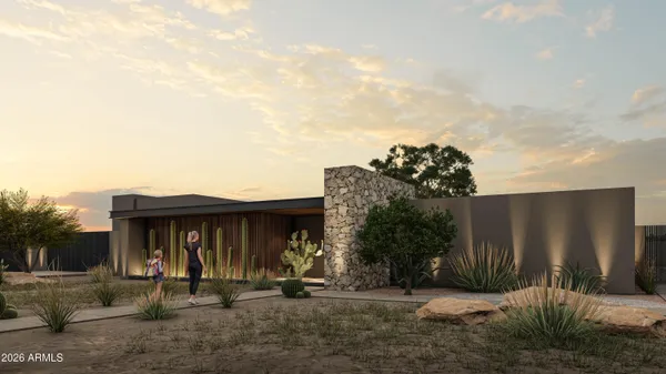 a view of a house with backyard space and porch