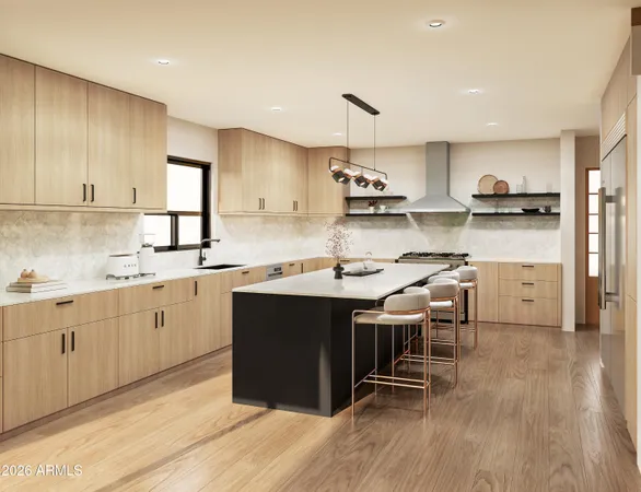 a kitchen with stainless steel appliances granite countertop a table chairs sink refrigerator and cabinets