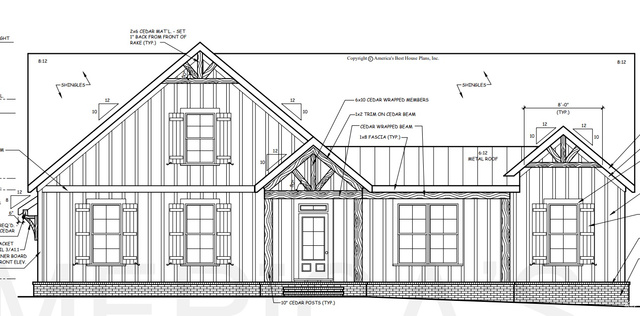 389 West 2100 South Perry, UT 84302 - Photo 2 of 21 Architectural Blueprint, Front Elevation. Illustrating the exterior design and material specifications for the property