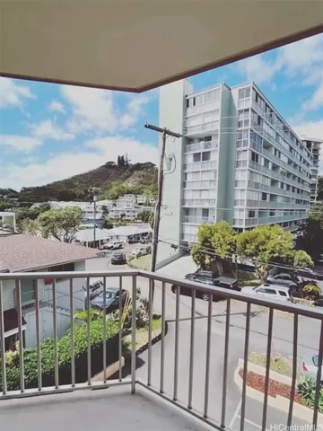 a view of building from balcony