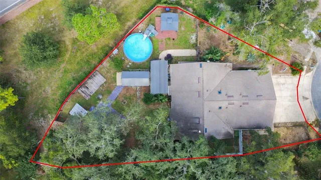 an aerial view of a house