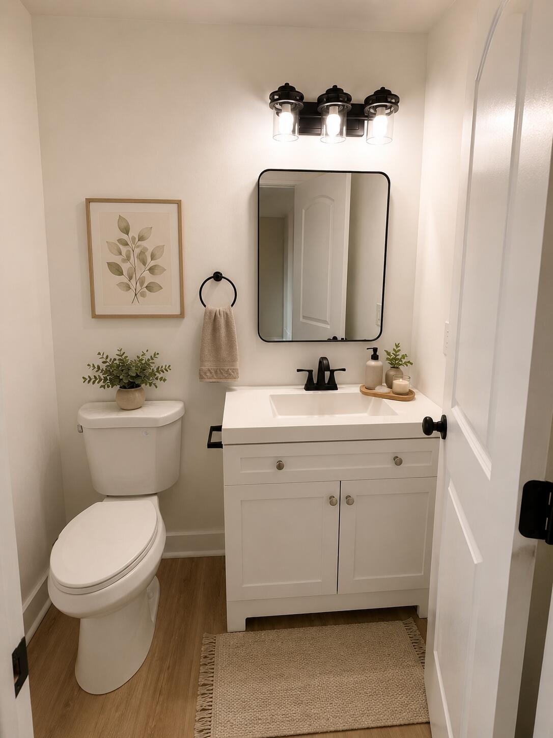 15895 Sherman Street Lowell, IN 46356 - Photo 19 of 36 a bathroom with a toilet sink and mirror