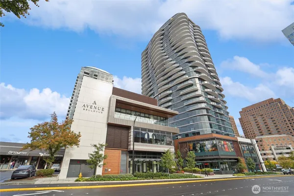 a front view of a multi story building