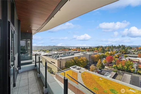 a view of a city from a balcony