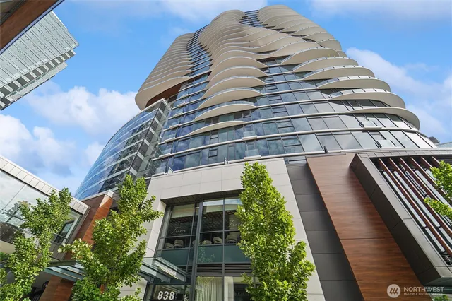 a front view of a multi story building