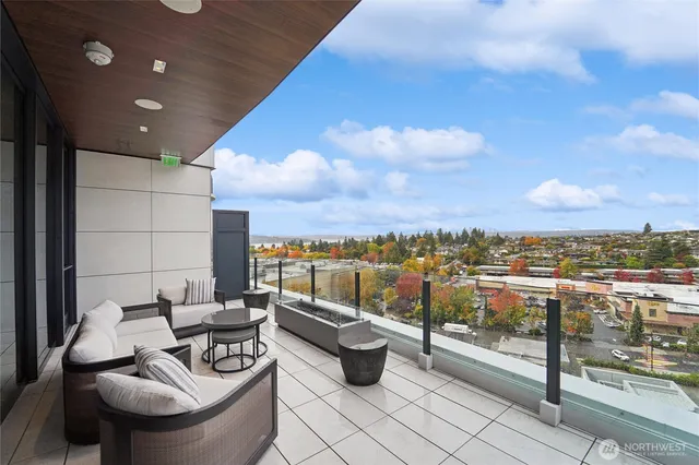 a view of a terrace with couches and potted plants