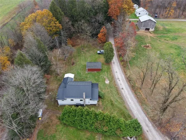 an aerial view of a house