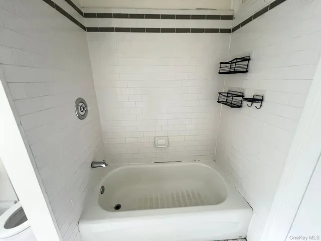 a bathroom with a bath tub