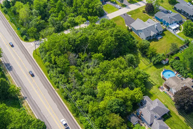 an aerial view of a house