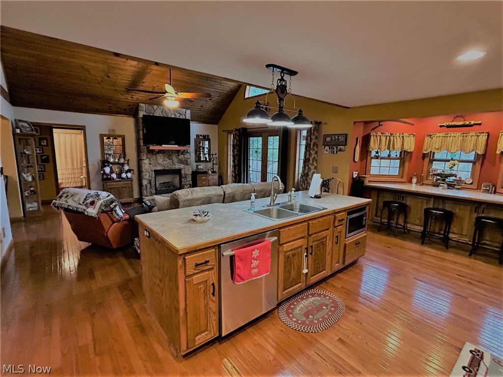 220 James Road Fleming, OH 45729 - Photo 22 of 35 Kitchen to Family View with Gas Stone Fireplace