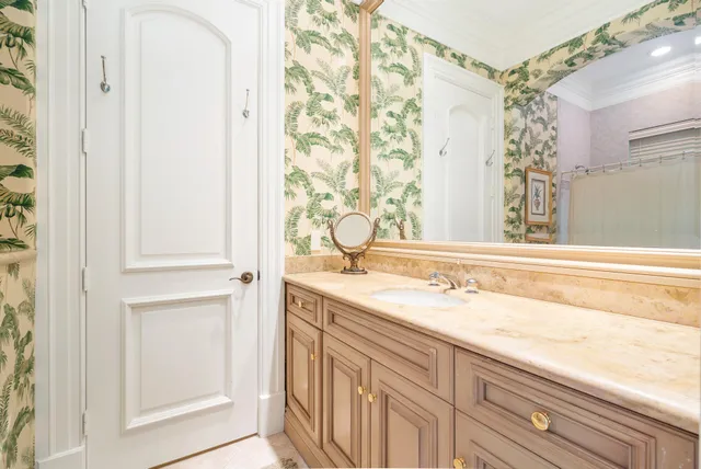 a view of a garden with a palm tree