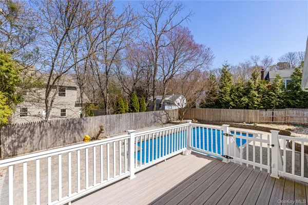 a view of a wooden roof deck
