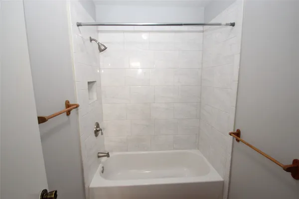 a bathroom with a bathtub