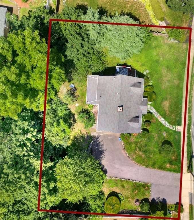 27 Ledyard Road Winchester, MA 01890 - Photo 33 of 38 an aerial view of a house with a yard and lake view