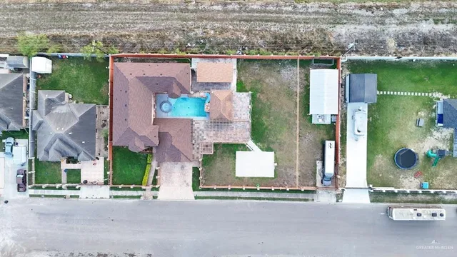 an aerial view of a house