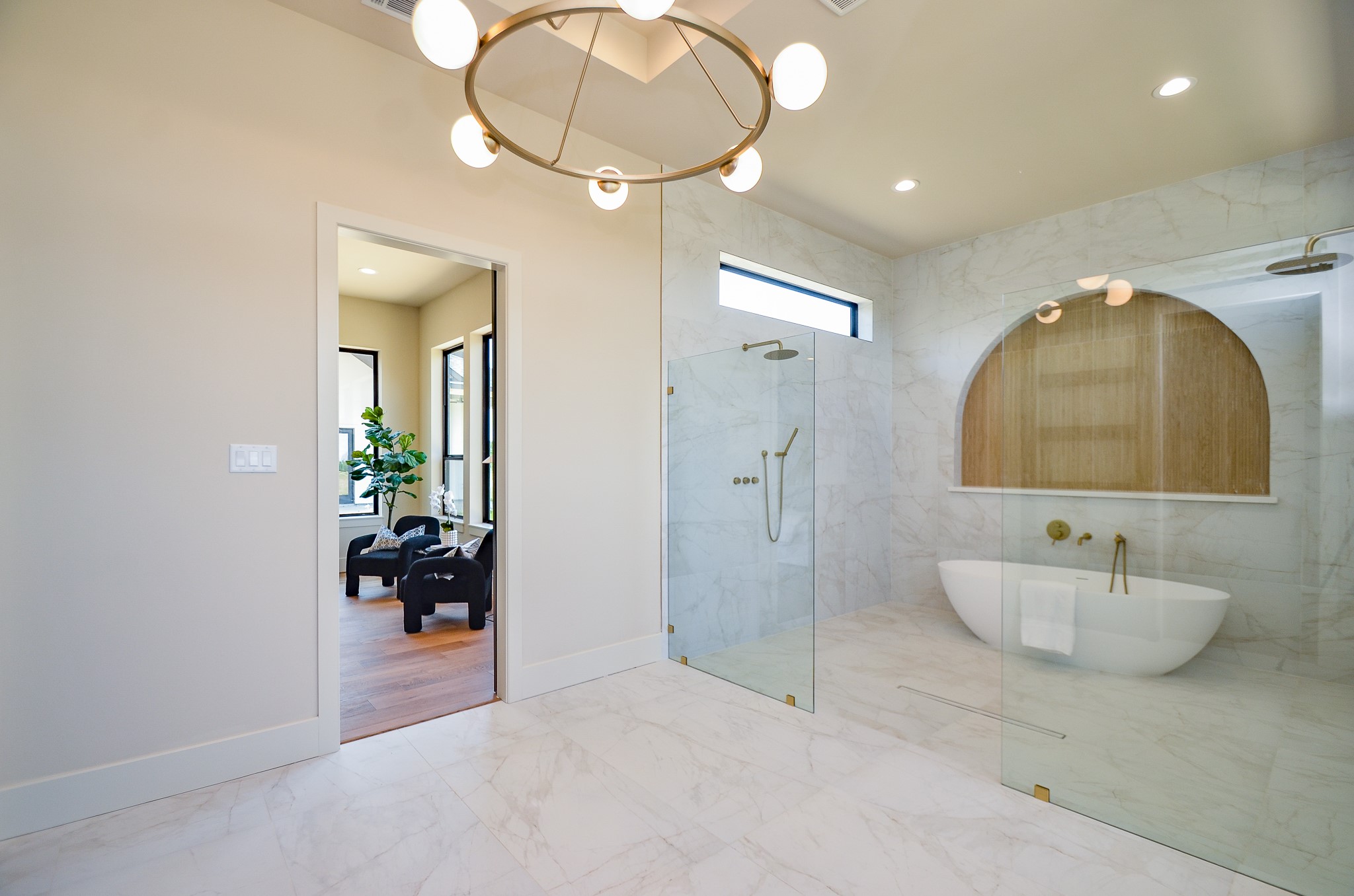 20218 Tealpointe Ridge Lane Tomball, TX 77377 - Photo 16 of 50 a spacious bathroom with a sink a mirror and a shower