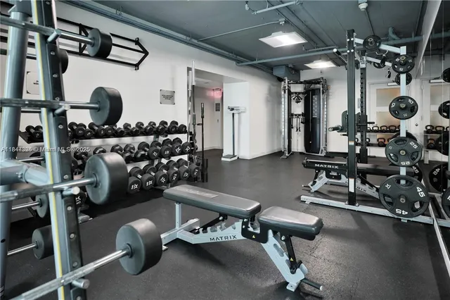 a room with gym equipment