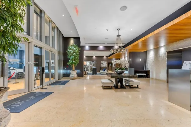 a view of a lobby with furniture