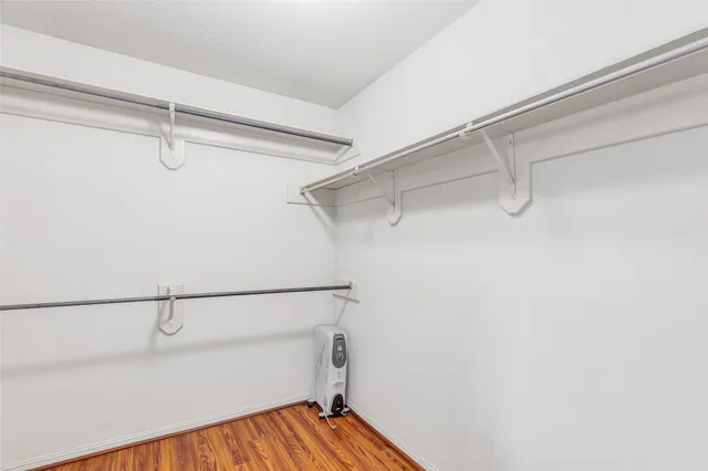 a view of a room with racks on the wall