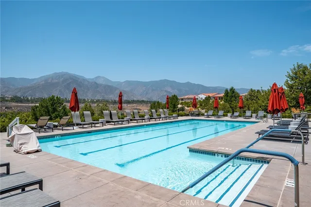 an outdoor space with seating