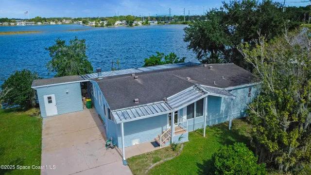 an aerial view of a house