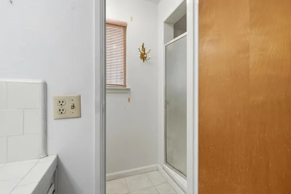 a bathroom with a bathtub