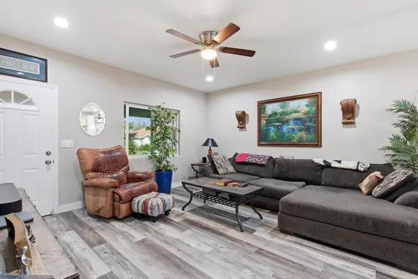 a living room with furniture