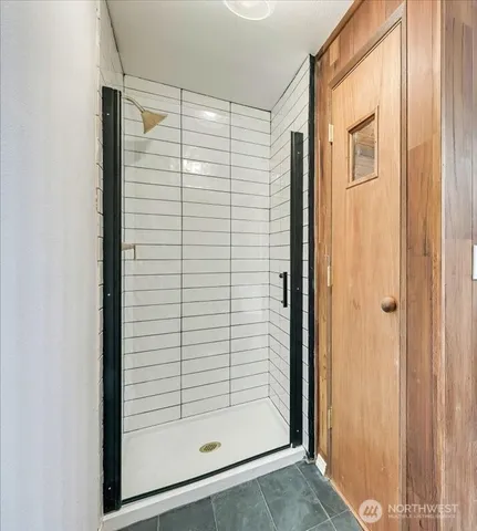 a bathroom with a shower