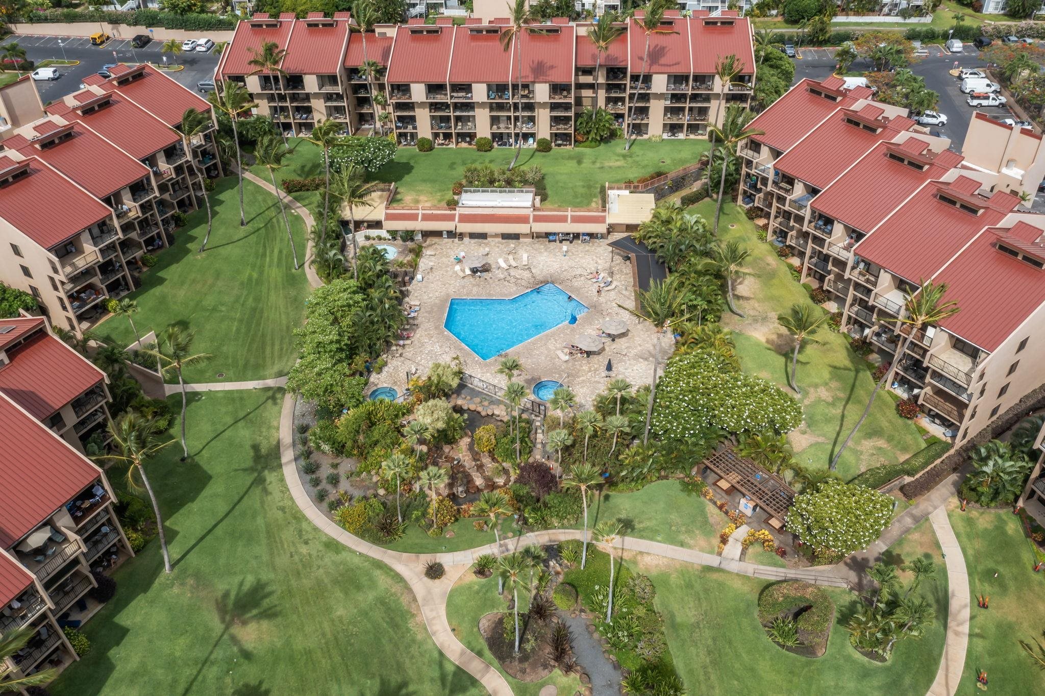 2695 South Kihei Road, Unit 4301 Kihei, HI 96753 - Photo 37 of 45 an aerial view of a house with a yard and lake view