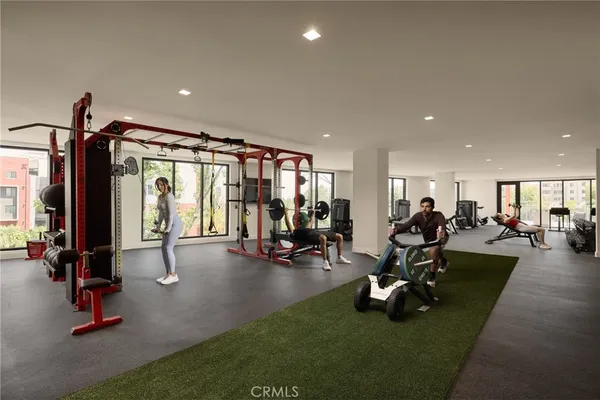 a view of a room with gym equipment