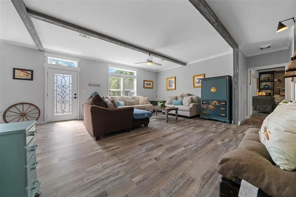 a living room with furniture