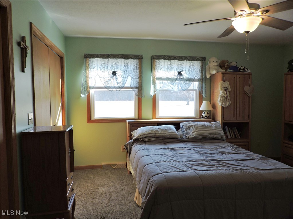 42059 Biggs Road Lagrange, OH 44050 - Photo 15 of 25 Carpeted bedroom featuring baseboards, a closet, and ceiling fan
