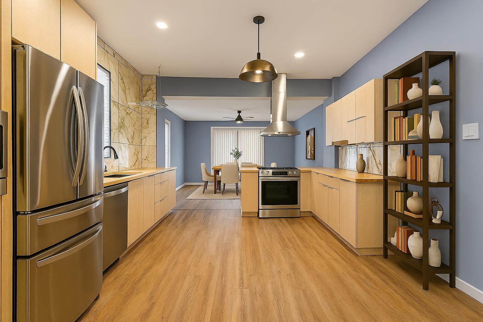 1317 Harrison Street Gary, IN 46407 - Photo 11 of 40 a kitchen with stainless steel appliances a refrigerator and wooden floor