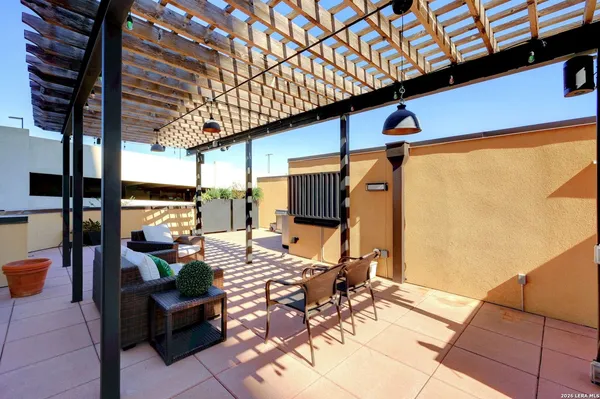 a view of an outdoor space with seating area