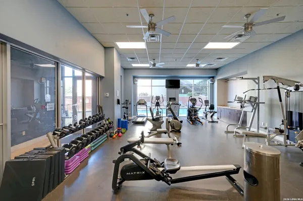 a view of a room with gym equipment