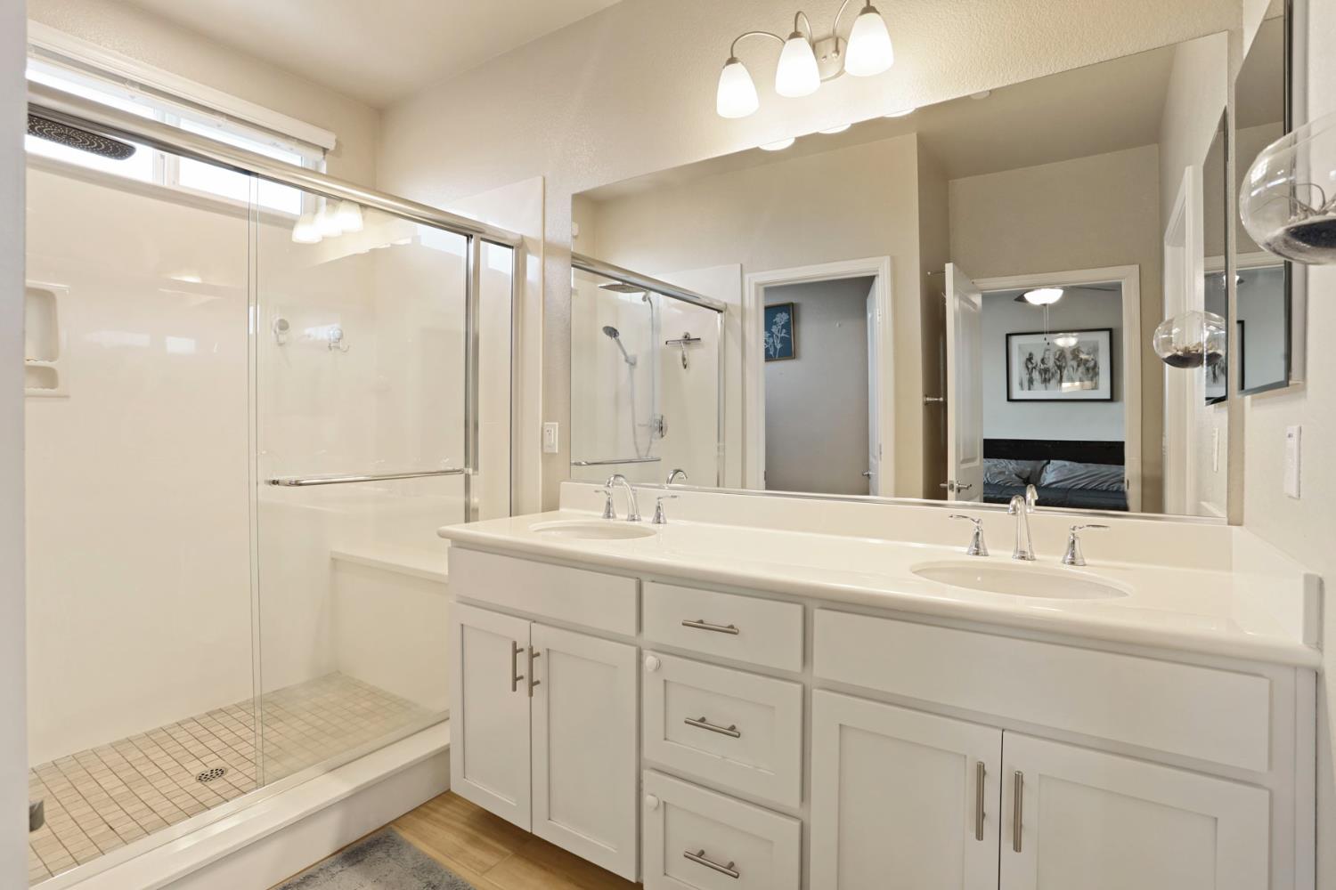 2905 Zinnia Way Lodi, CA 95242 - Photo 31 of 47 a bathroom with a shower sink and mirror