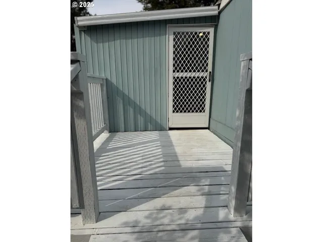 a view of a wooden door