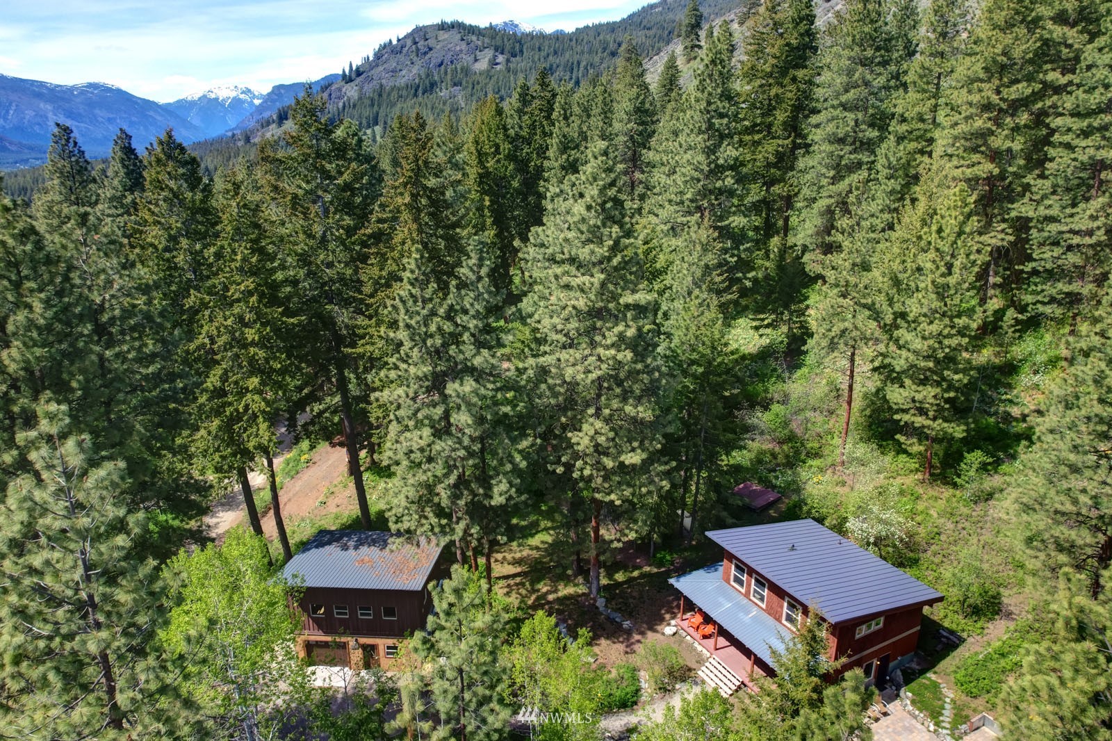 22 Trillium Road Winthrop, WA 98862 - Photo 6 of 40 an aerial view of a house with garden space and street view
