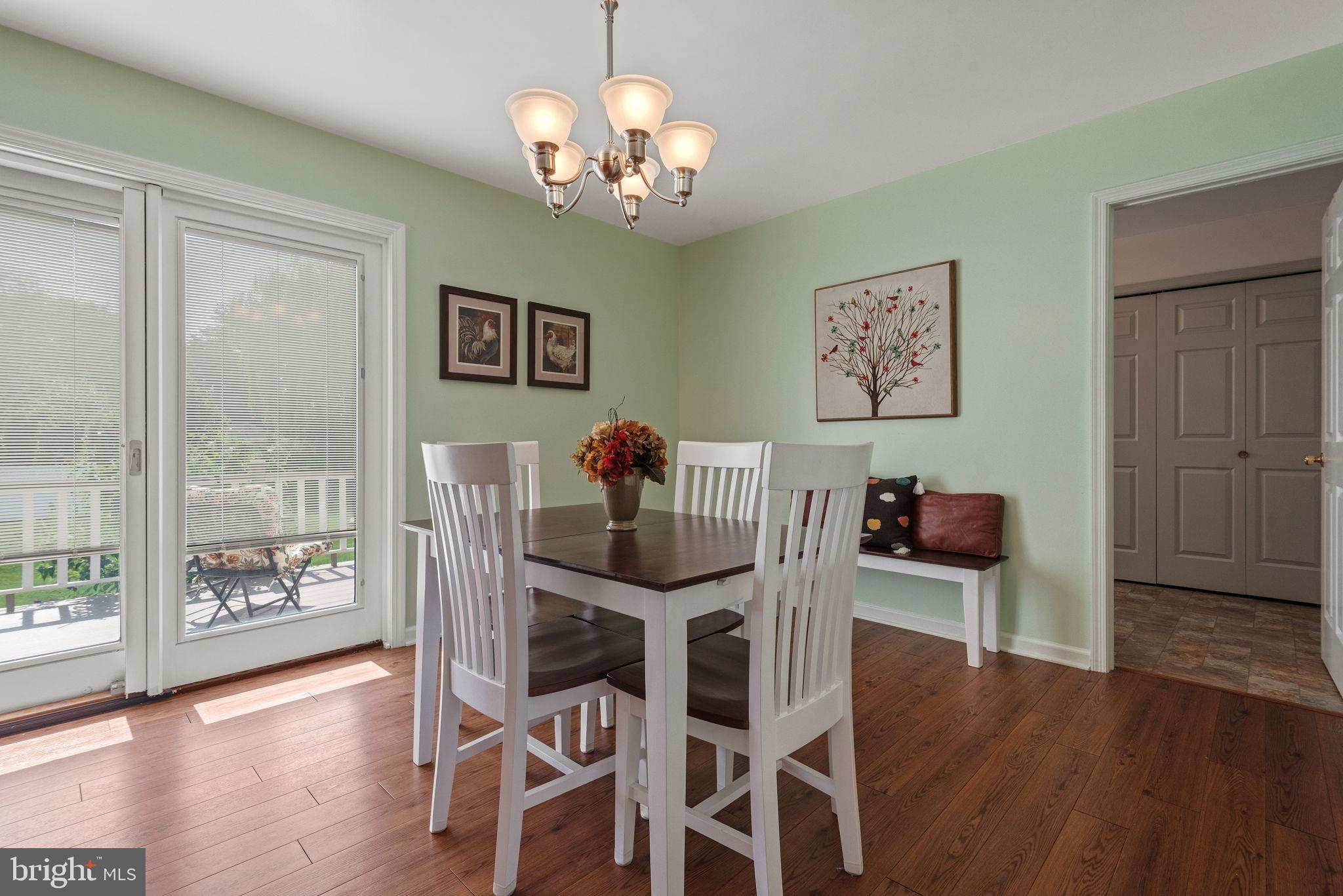 65 Winding Way Lititz, PA 17543 - Photo 8 of 28 a dining room with wooden floor a chandelier a wooden table and chairs