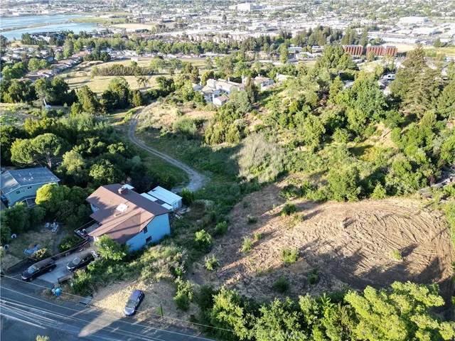 a view of a lake with a city