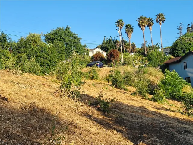 a view of a road with a yard