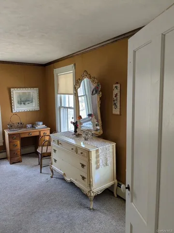 a room with a bed and a table