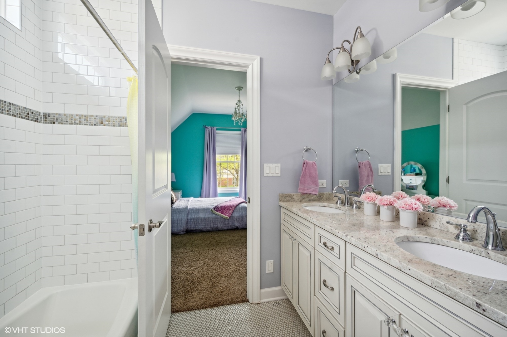 357 Madison Avenue Glencoe, IL 60022 - Photo 24 of 36 a en suite bathroom with a granite countertop sink and a mirror