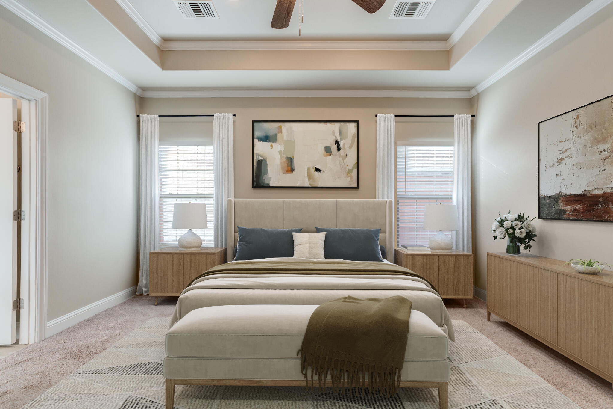 7633 87th Street Lubbock, TX 79424 - Photo 32 of 47 a bedroom with a bed and a couch