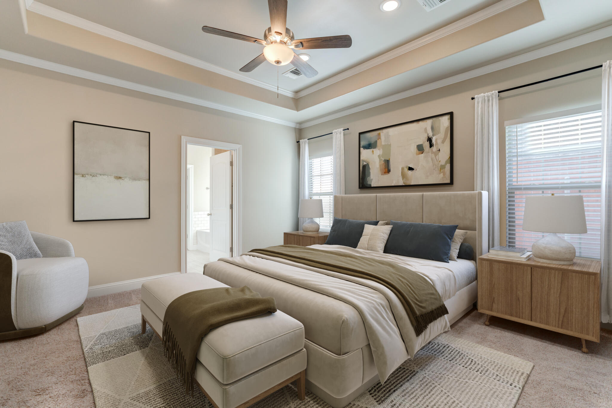 7633 87th Street Lubbock, TX 79424 - Photo 6 of 47 a bedroom with a bed and a chandelier