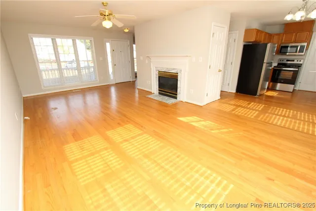a view of a livingroom with a fireplace