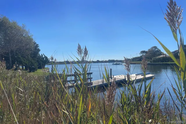 a view of a lake with a house in the background