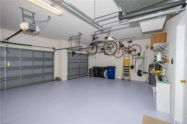 a view of a garage with furniture